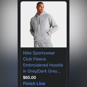 NWT - XL Men’s Nike Fleece Hoodie - Heather Grey